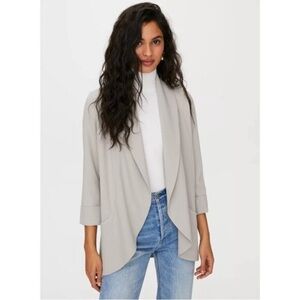 Aritzia Light Gray Chevalier Open Draped Tuxedo Lapel Blazer 4